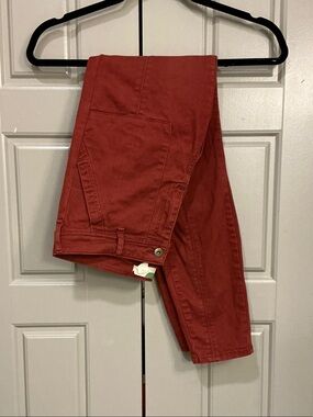 Anthropologie Burnt Orange Utility Pants Slim Straight Leg Size 27